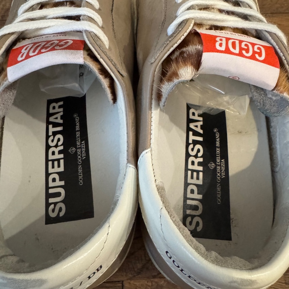 Golden Goose Superstar Tan Leopard Leather Sneakers Women's Size 39 - Picture 7 of 13